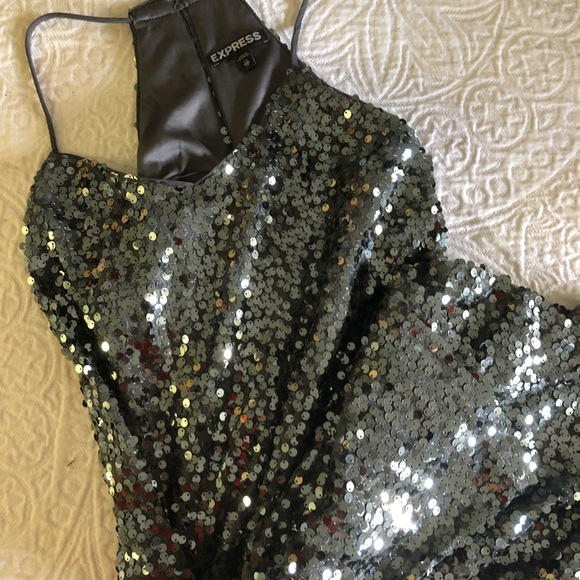 Gray/Silver Express Sequin Mini Dress Size XS - Picture 5 of 5
